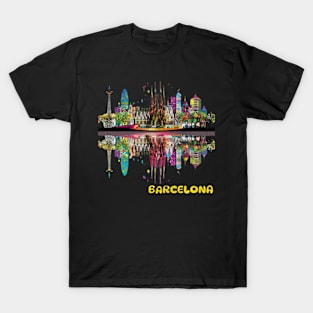 Barcelona Spain City Skyline Pop Art Wanderlust Urban T-Shirt